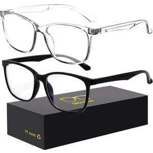 Blue-Light Blocking Glasses Computer Reading/Gaming/TV/Phones Glasses Fashion Anti Eyestrain UV Glasses for Women Men (A1 Black + Transparent)