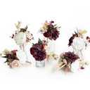 Ling's moment Marsala & White Flowers Mini Bridesmaid Bouquets Set of 6 Pre-Made Floral Wedding Centerpieces (Marsala & White)