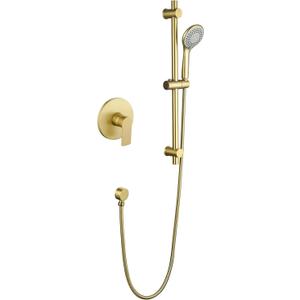 Taplong 26" Shower Slide Bar with 3-Spray Handheld Shower Head, Shower Faucets Sets Complete Wall Mount Shower Valve and Trim Kit with Long Hose and Height Adjustable Spray Holder, Brushed Gold