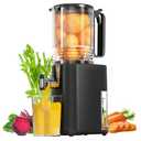 Cold Press Juicer, 5.5inch Wide Feed Chute Juicer Machine, Slow Masticating Juicer for Whole Vegetables & Fruits, Black 