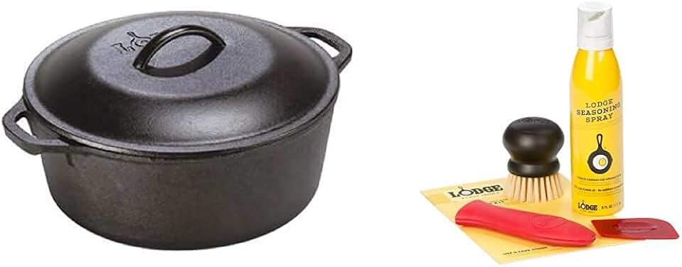 Lodge Cast Iron 5-Quart Dutch Oven + Care Kit
