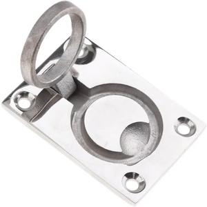 Joyzan Flush Ring Pull Handles, Stainless Steel Boat Hatch Latch Cabinet Mount Lifting Ring Pull Hidden Recessed Furniture Square Lift Handle Solid Marine Lid Deck Home Drawer Trap Door Cupboard