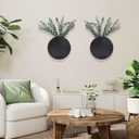 Set of 2 Wall Planter for Indoor Plants, Boho Wall Decor for Living Room, Bathroom,Hanging Planter for Artificial Flower Plants(Black)