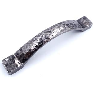 Jetland Arched Hammered Cabinet Pulls - 4-Pack, Aged Silver, 4" Hole Centers, Rustic Solid Cast Handle Pulls for Dresser Nightstand Furniture, HT0611OS102