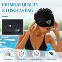 4 x Large Swimming Cap, Suitable for Men and Women, Specially Designed Swimming Cap, Suitable for Very Long and Thick Curly Hair and Braids, Keep Hair Dry (Black)