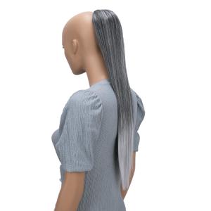 CAISHA 26" Longhair Hairpiece Ponytail Extension Drawstring Straigth Heat-Resistant Synthetic Fibres Gray Mix PH613