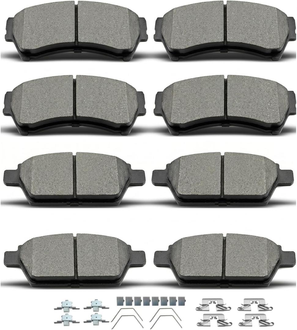 D1161 D1164 8pcs Ceramic Front Rear Brake Pads Sets With Clips Fit For 2006-2012 Ford Fusion,For 2007-2012 Lincoln MKZ,For 2006 Lincoln Zephyr,For 2006-2013 Mazda 6,For 2006-2011 Mercury Milan