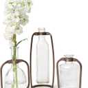 Two's Company Glass Bottle Vases with Metal Stand, 9.5-Inch, Iron, Set of 3
