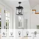 Outdoor Pendant Light Lantern for Front Porch, 10 Inch Large Black Exterior Hanging Chandelier Light Fixtures with Seeded Glass Shade for Patio, Garden, Backyard, Garage, Gazebo, Entryway