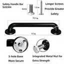 16 Inch Black Stainless Steel Handrail, Safety Grab Bars for Wall, Handicap Grab Bars for Bathroom, Shower, Toilet, RV, Hand Rails for Indoor Stairs, Stair Railing Indoor & Outdoor (2 Pack)