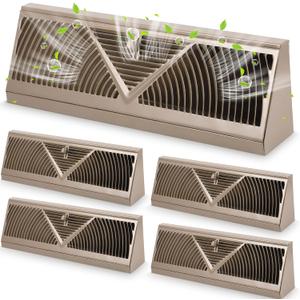 4 Pcs Baseboard Register Vent 18 Inch Duct Opening Size Baseboard Vent Covers Baseboard Diffuser Adjustable Corner Baseboard Return Air Grille for Home Floor Wall Air Flow Control(Brown)