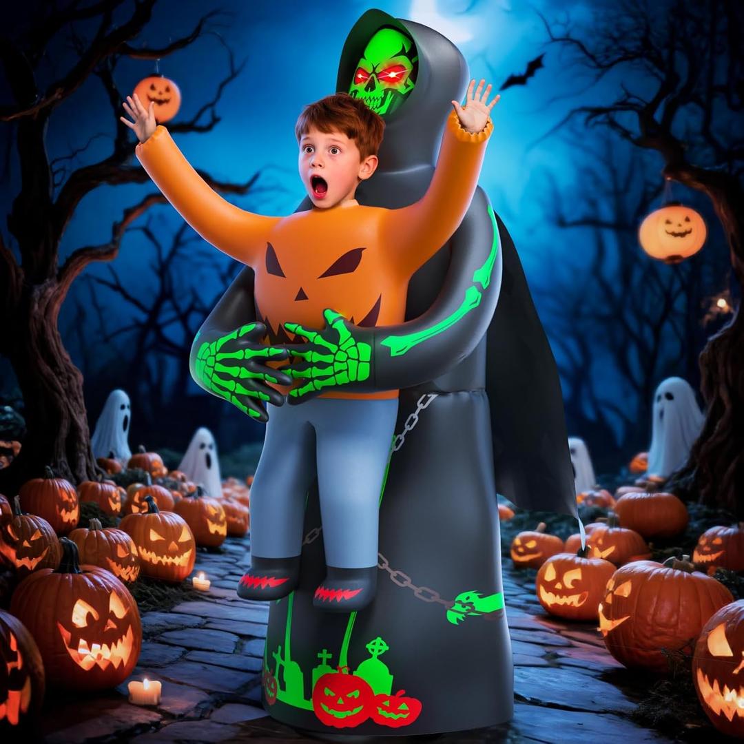 Skirfy Inflatable Costume for Kids, Lights Halloween Costume, Scary Blow Glow Cosplay Costumes, Halloween Birthday Party Games for Kids 6-8 Cosplay Events Party