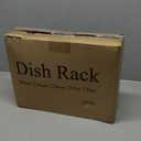 SNTD Dish Drying Rack - Space-Saving Dish Rack for Kitchen Counter, Stainless Steel Dish Drainer with Utensil Holder and Drainboard, 11" W x 15" L (Black)