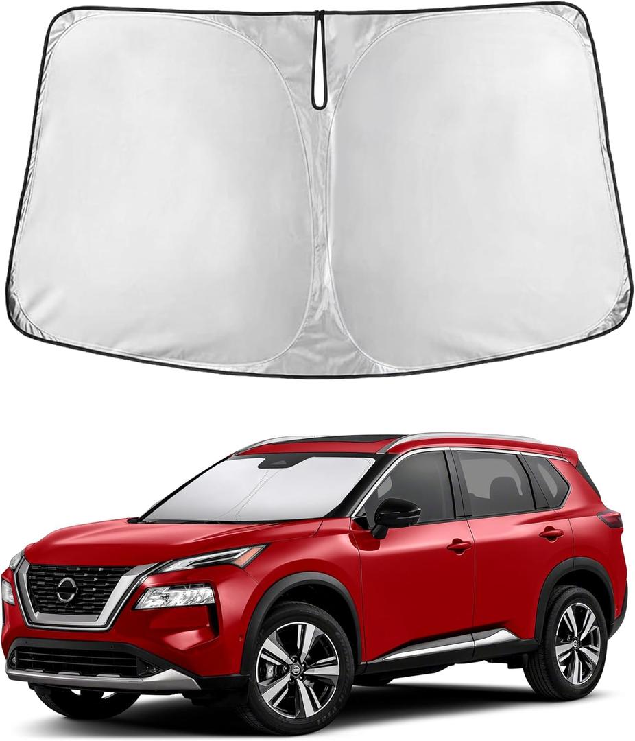 EcoNour Windshield Sunshade Compatible for Nissan Rogue 2021-2024 2025 2026, (Not for Rogue Sport) Sun Visor for Front Windshield & Window Sun Shade Cover, UV Heat Protector, Car Accessories