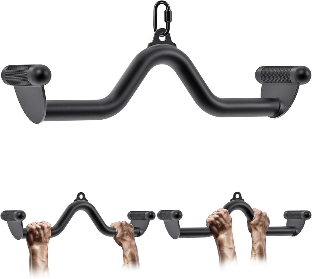 SELEWARE LAT Pulldown Bar for Cable Machine, Heavy-Duty LAT Pulldown Attachments, T-bar V-bar Cable Attachment for Home Gym, Ergonomic Back Tricep Bar Strength Training Handle with Multiple Grip (20")