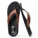 QIGEGE Flip Flop For Men with Arch Support Ultra Soft Cushion Footbed Slip On Lightweight Comfortable Thick Yoga Mat Thong Sandals Beach Thong Slides, Rugby Brown, Size 8