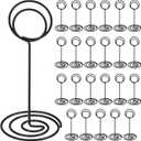 TecUnite 24 Pieces 3.35 Inch Table Number Holder Place Card Photo Holder Picture Name Menu Clips Memo Cards Stand for Wedding Reception Anniversary Birthday Party Centerpieces (Black)