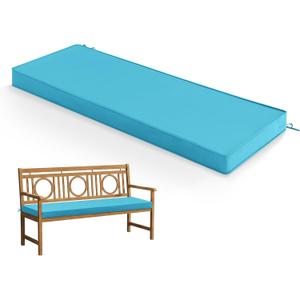 Summsun Outdoor Bench Cushion: Waterproof and Fade Resistant Patio Furniture Cushions - Non-Slip Bench Pad Cushion with Removable Cover for Garden Swing Porch Sofa Settee, 48 x 18 x 3 Inch, Teal