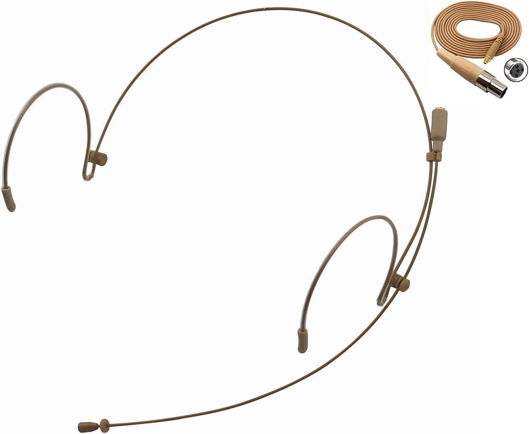 J K Pro Earhook Headset Headworn Microphone MIC-J 071S Compatible with Shure Wireless System - Mini XLR TA4F Detachable Cable
