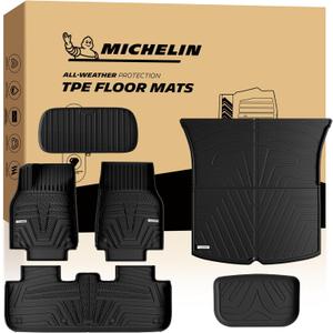 Michelin Vehicle Mat for 2025-2027 Tesla Model Y Juniper 5 Seat (6 Piece) | Floor Mats & Trunk & Frunk Mats, All-Weather TPE Custom Fit Liner,Elite Series, Not Fit Standard or 7 Seat