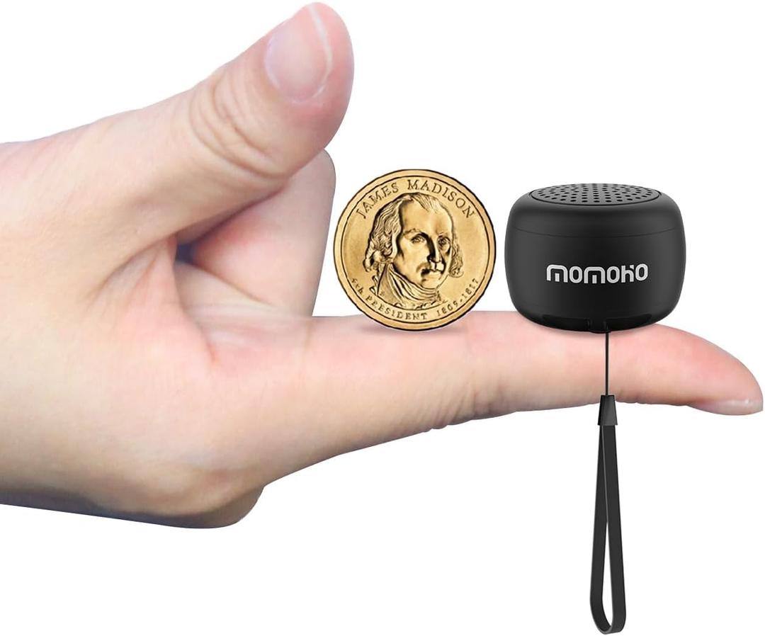 Mini Bluetooth Speaker, Tiny Gifts with TWS Pairing, Small Bluetooth Speaker for Outdoor and Indoor, Built-in Mic(Black)