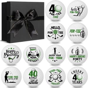 Seenelling 12 Pcs Happy Birthday Golf Ball Funny Christmas Novelty Gift for Dad Mom Coworker Employee Husband Grandpa Golfers Lovers Birthday
