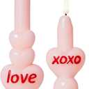 WDS WONDROUS Flameless Heart Candles Set of 2, Pink LED Valentine's Day Candles - Battery Operated Love & XOXO Heart Shaped Candle for Home Decor, Wedding, Gift for Her