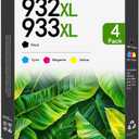 932XL 933XL Ink Cartridge Combo Pack (4 Pack,1Black/1Cyan/1Magenta/1Yellow) -LOMENTI Compatible 932XL 933XL Ink Cartridges Replacement for Officejet 6100 6600 6700 7110 7610 7612 Printer