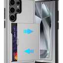 ATRAING Compatible with Samsung Galaxy S24 Ultra Wallet Case with Credit Card Holder Hidden Card Slot Slim Shockproof Protective Hard Cover for Women Man Green