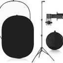 Portable Chromakey Black/White Backdrop with Stand,59 * 39 inch Pop Up Collapsible Backdrop,Foldable Black&White Screen 2 in 1 Backscreen for Photo and Video Shooting,Gaming (Black & White)