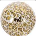 Amosfun 4Pcs Mosaic Glass Balls 3.1 Inch Decorative Orbs for Bowls Table Vases Home Decor Accents Silver and Gold