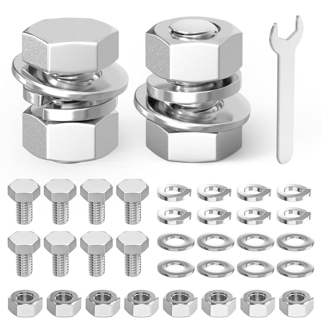 10PCS 1/2-13" x 3/4" 304 Stainless Steel Fully Threads Bolt, Hex Head Bolts with Nut Spacer and Spanner