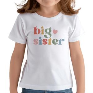 Big Sister Shirt for Girls Toddler Kids Pregnancy Announcement Promoted to Big Sis T-Shirt Summer Short Sleeve Top, 2-3T