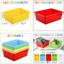WUWEOT 5 Pack Large Storage Bins, 15" x 11.5" Plastic Stackable Classroom Organizer, Multipurpose Toy Basket for Classroom, Nursery, Playrooms and Home Organization