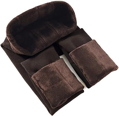 CHRLEISURE Women's Fleece Lined Tights - Fake Sheer Warm Pantyhose Thick Winter Leggings, XS/S, Coffee