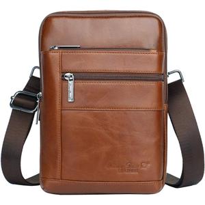 Hebetag Small Leather Sling Shoulder Bag Messenger Pack for Men Women Outdoor Travel Business Hebetag Small Leather Sling Shoulder Bag Messenger Pack for Men Women Outdoor Travel Business