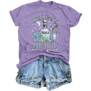 Midnight Margaritas Shirt Women Practical Magic Shirt Witches Short Sleeve Shirt Novelty Graphic Witchy Party Tees, Small 
