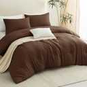 CozyLux Queen Comforter Set Brown, 3 Pieces Solid Comforters Queen Size Breathable Quilted Bedding Sets, Luxury Soft Lightweight Bed Set with Down Alternative Comforter and 2 Pillowcases All Seasons