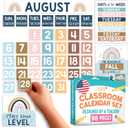 Hadley Designs Classroom Calendar Set Bulletin Board Decorations - Boho School Calendar for Classroom Decor, Kindergarten Preschool Elementary Teacher Must Haves, Homeschool & Daycare Essentials