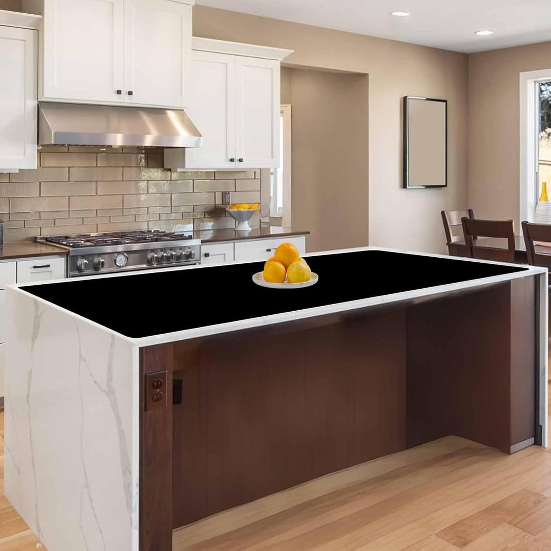 47.2"x23.6" Large Silicone Mat for Kitchen Counter, Non-Slip Heat Resistant Countertop Protector, Waterproof Multipurpose Mat for Kitchen Island, Black