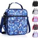 Kids Insulated Lunch Box Bag, Thermal Picnic Cool Bags with Adjustable Strap for Adults Children Women Men Boys Girls School Work (CAM-Blue)