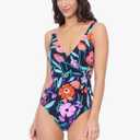 Profile by Gottex Women's Marguerite V Neck Ruffle Surplice Swimdress-Soft Cups, Tummy Control & Adjustable Straps Swimwear, Size 8
