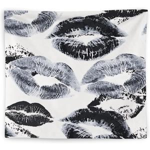 WNAGT Trendy Black and White Kiss Lips Tapestry Wall Hanging, Funky Makeup Wall Decor, Fashion Aesthetic Wall Blanket Decor for Girls Room College Dorm Makeup Room Beauty Room, 50x60 Inch