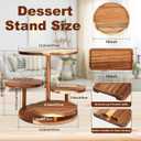 Hushee 4 Pcs Wood Round Cupcake Tower Stand with Serving Platters Trays Set, 4 Tier Wooden Cake Stand Tray with 1 Round Dinner Plate 2 Rectangular Plates for Dessert Snack Party(Brown)