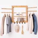 Sintuff Bamboo Wall Mounted Drying Rack with 8 Swivel Arms, 80 lbs, Natural, 20 inches