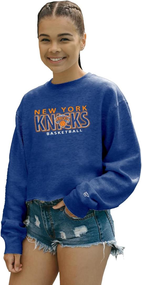 Blue 84 Women's NBA Officially Licensed Cropped Crewneck Sweatshirt Team Color (Large)