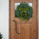 Chuangdi 2 Pcs Small Norfolk Wreath with Cypress Cow Bells and Velvet Ribbon Bow 11.8 Christmas Kitchen Cabinet Mini Wreaths Faux Pine Greenery Winter Wreath for Xmas Table Cabinets Kitchen Windows