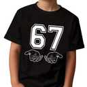 RoseSeek Boy's Number Graphic Tees Crew Neck Short Sleeve T Shirts Casual Tops Streetwear Black 4Y (Black)