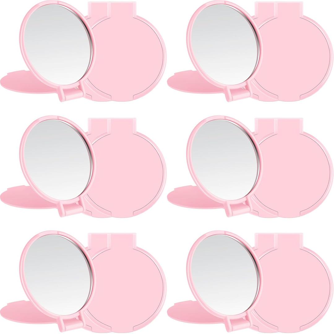 Jetec 12 Pieces Compact Mirrors Bulk Gifts Mini Vintage Pocket Mirrors for Purse Small Portable Folding Round Makeup Stuffs for Travel Daily Use Party Favors Women (Pink)