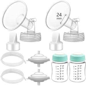 Pump Parts Compatible with Spectra S1/S2/9 Plus, Not Original Accessories, Full Set Replacements Include 24mm Flange, Duckbill Valve, Backflow Protector, Tubing, and Bottle